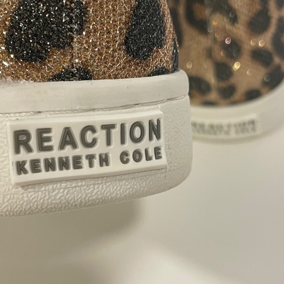 Animal Print Glitter Sparkle Sneakers Black Bow Gold Shoes Girl Size 6 - Picture 13 of 15